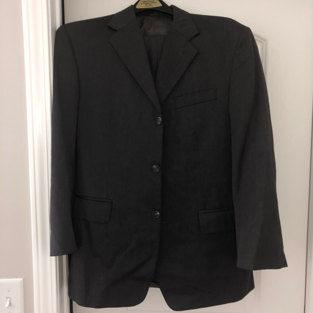 Geoffrey Beene Charcoal Gray 3 button Suit Sz 40R